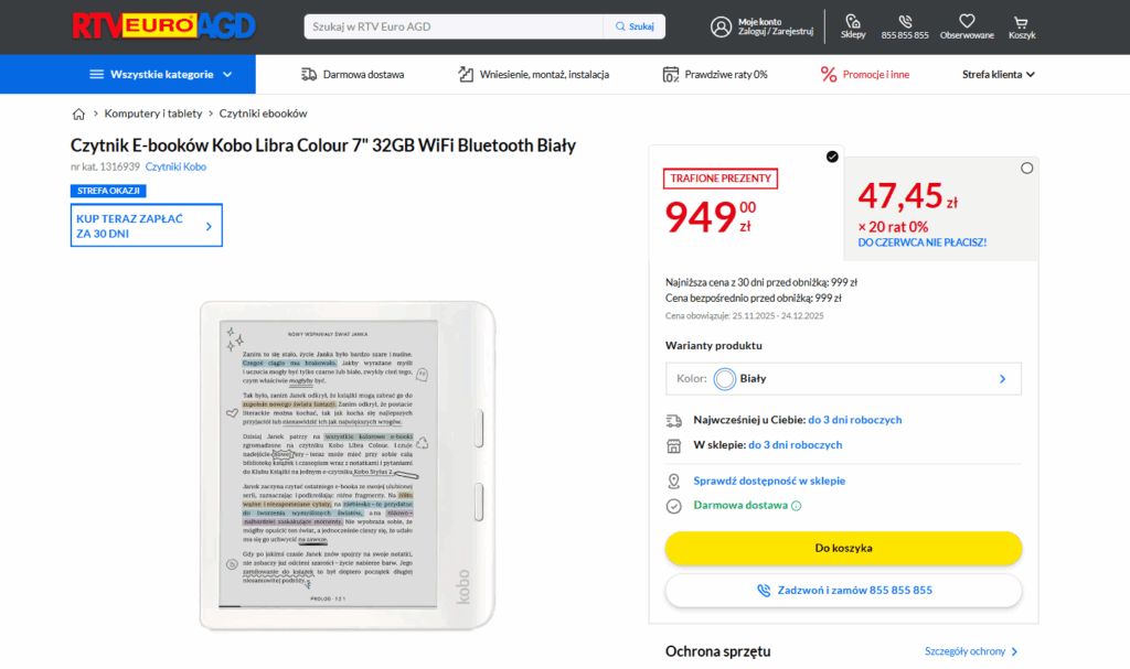 Promocje na czytnik ebook RTV euro AGD