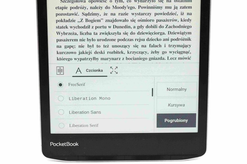 Zmiana opcji tekstu na czytniku PocketBook