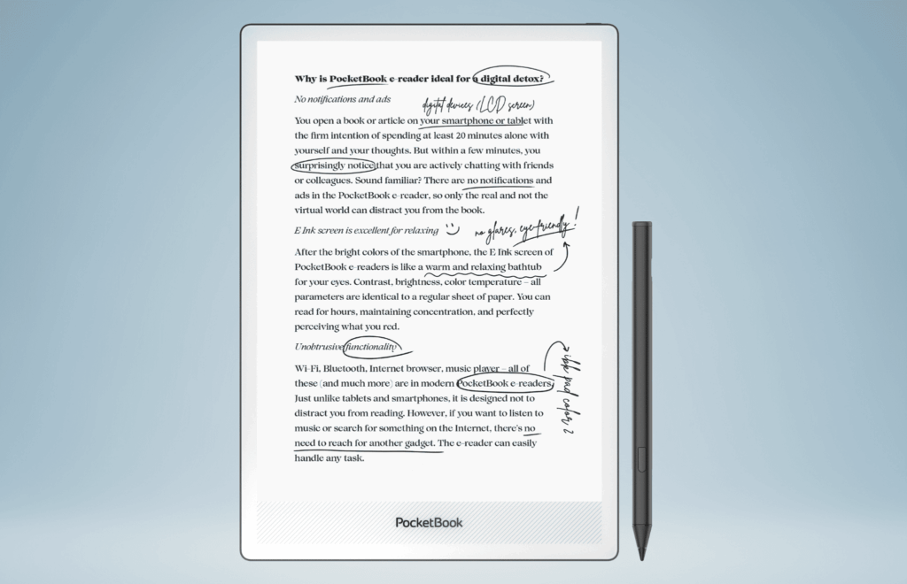 Biały czytnik e-book PocketBook z rysikiem