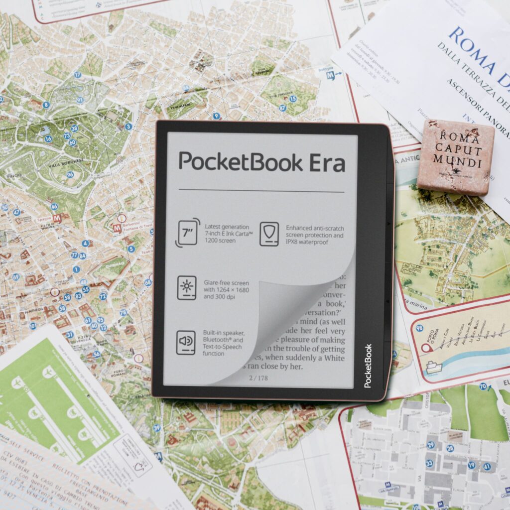 Czytnik e-book PocketBook Era na tle mapy
