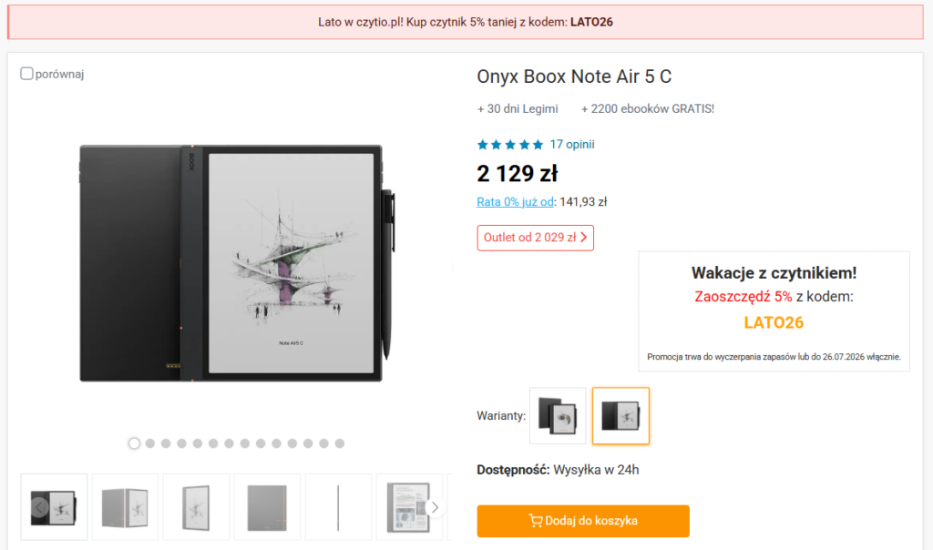 Promocja na czytniki e-book na Czytio.pl