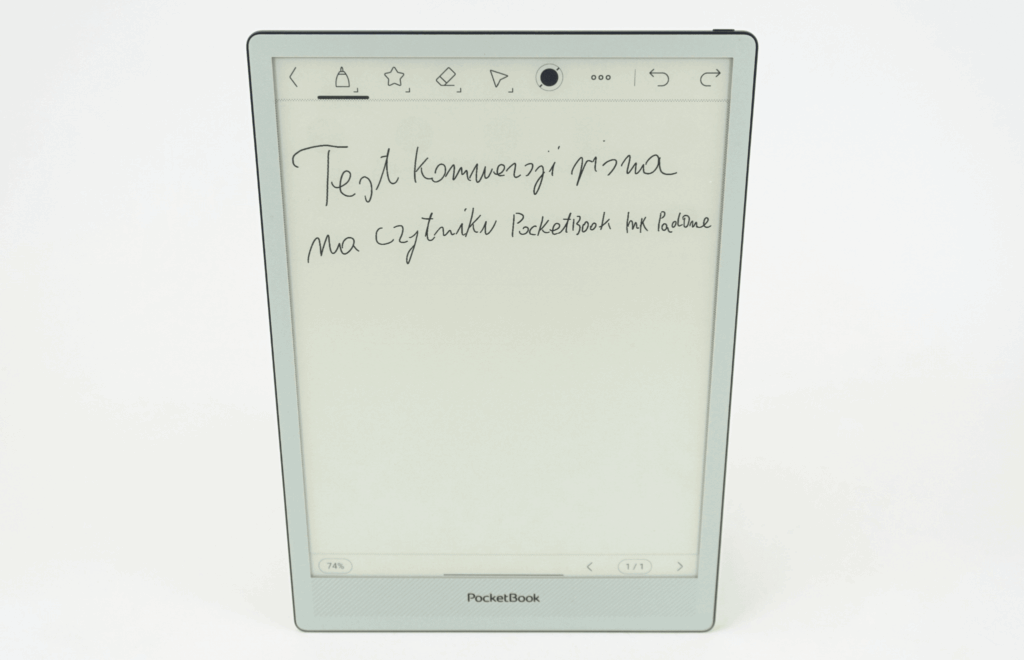 Test konwersji pisma odręcznego na czytniku PocketBook InkPad One