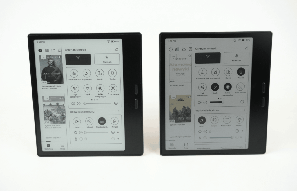 Porównanie ekranów czarnobiałego czytnika e-booków Onyx Boox Go 7 oraz kolorowego Onyx Boox Go 7 Color (Gen II)