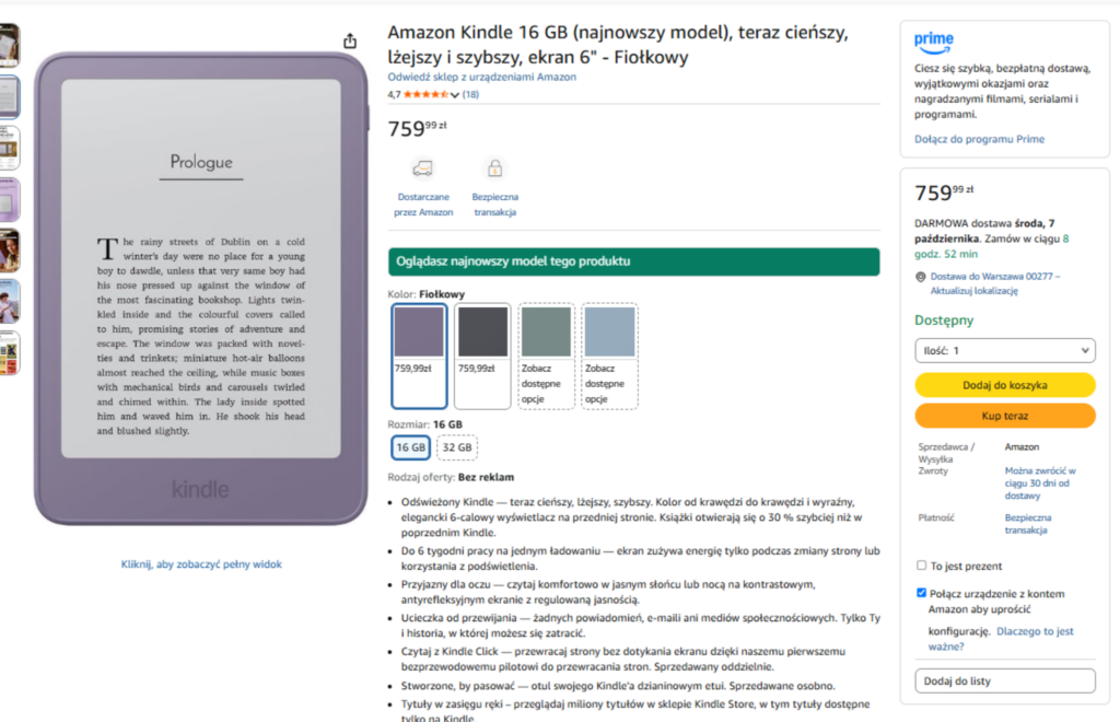 Czytnik E ink Kindle 2026